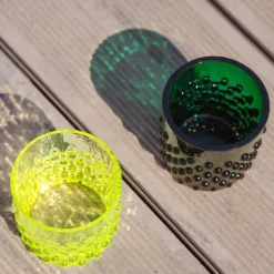 Hobnail vannglass 15 cl mørk grønn