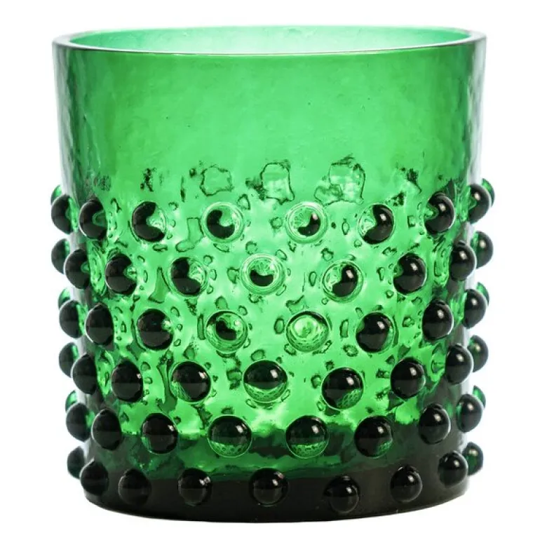 Hobnail vannglass 15 cl mørk grønn