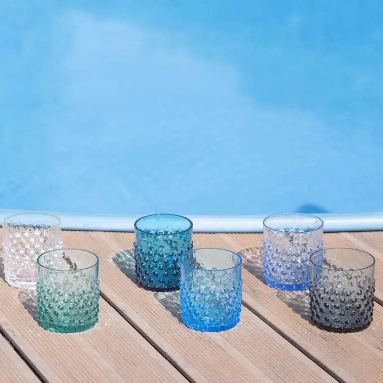 Hobnail vannglass 15 cl tåkeblå