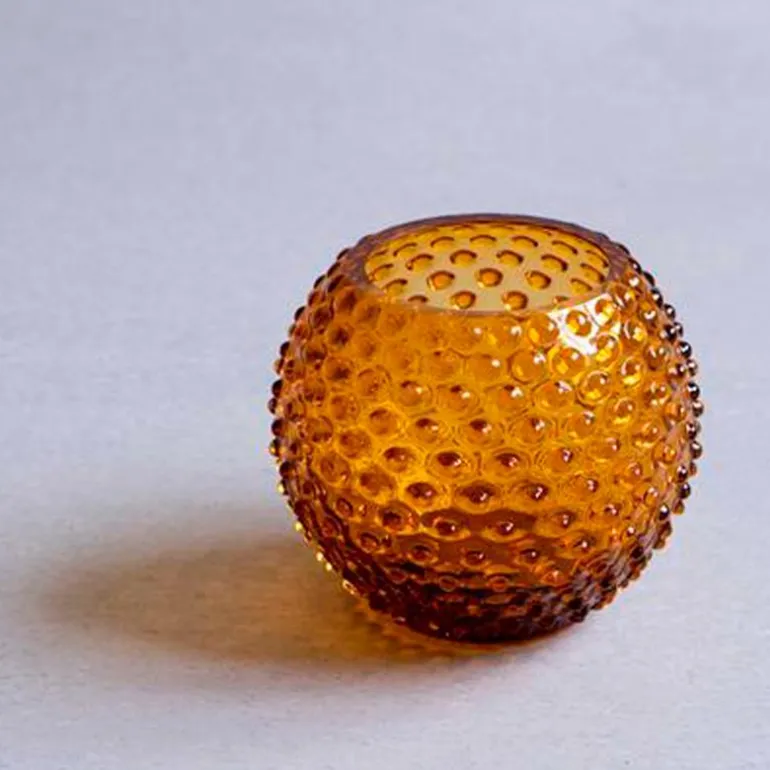 Hobnail vase 18 cm amber