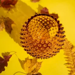 Hobnail vase 18 cm amber