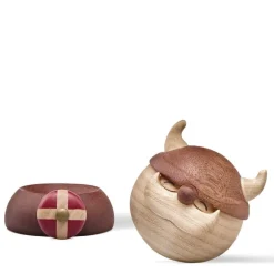 Holger Viking trefigur 7 cm gummitre/sapele/lønn