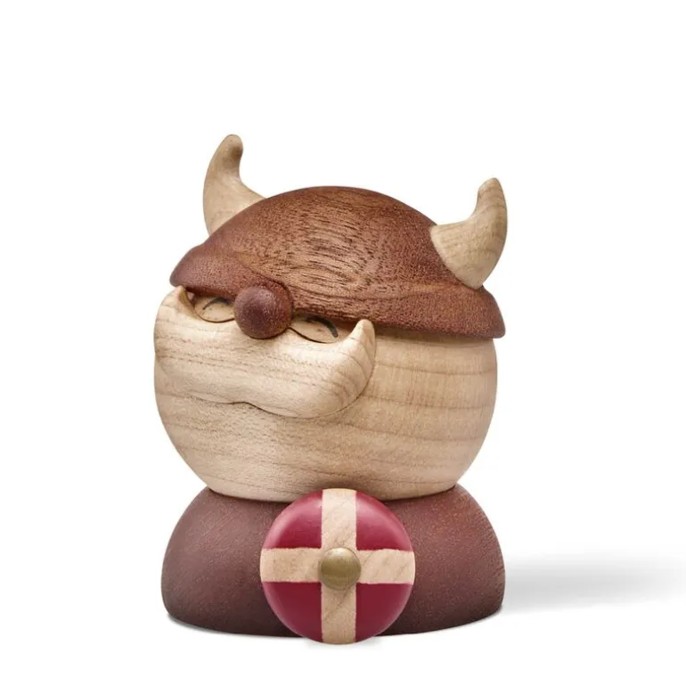 Holger Viking trefigur 7 cm gummitre/sapele/lønn