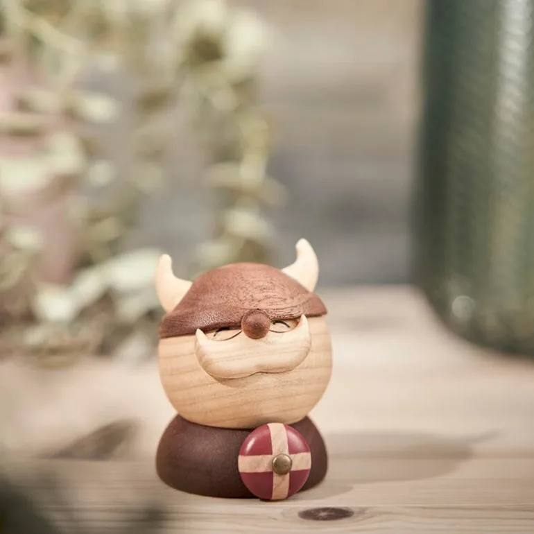 Holger Viking trefigur 7 cm gummitre/sapele/lønn