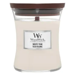 Hourglass duftlys medium white teak