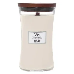 Hourglass duftlys stor white teak