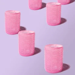 Hårruller borrelås 6 stk rosa