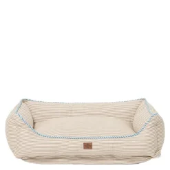 Hundeseng 60x80 cm beige/hvit/blå stripete