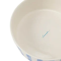 Hundeskål 17,5 cm blå/hvit stripete