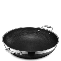 Hybrid wok med lokk 36 cm sølv/svart