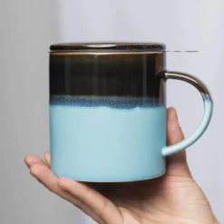 Industrial kopp med tesil og lokk 41 cl blå