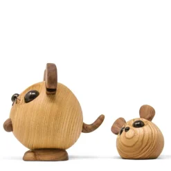Ingolf mus trefigur 9 cm ask/valnøtt