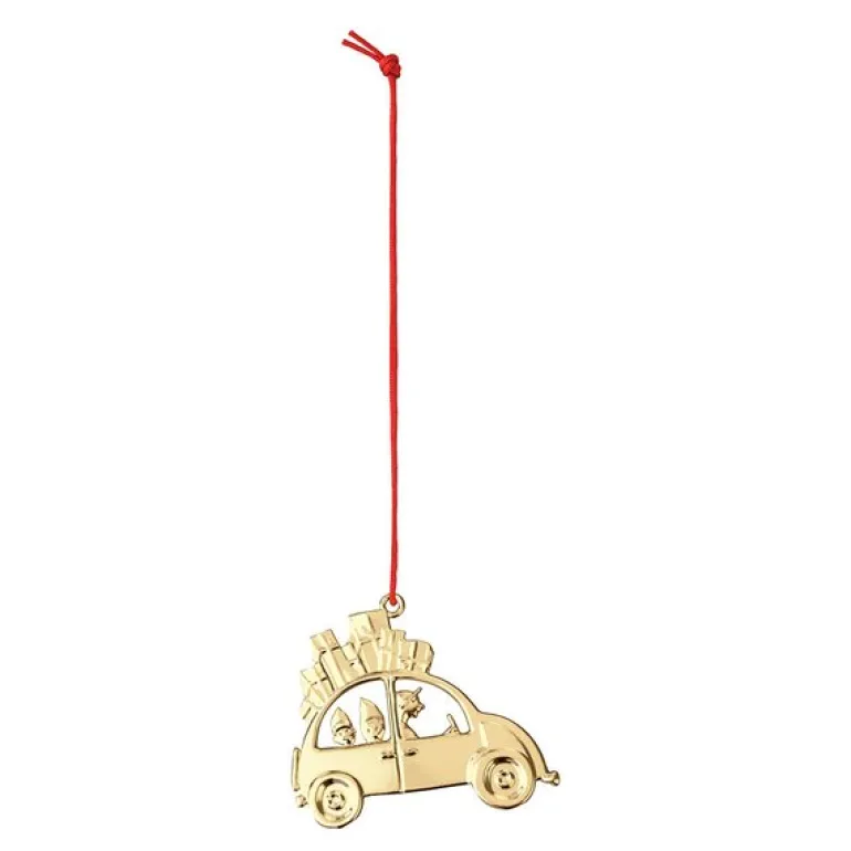 Julebil 6,5 cm forgylt