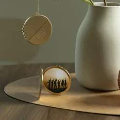 Julepynt medaljong m/fotoramme 7x7 cm morfar gull