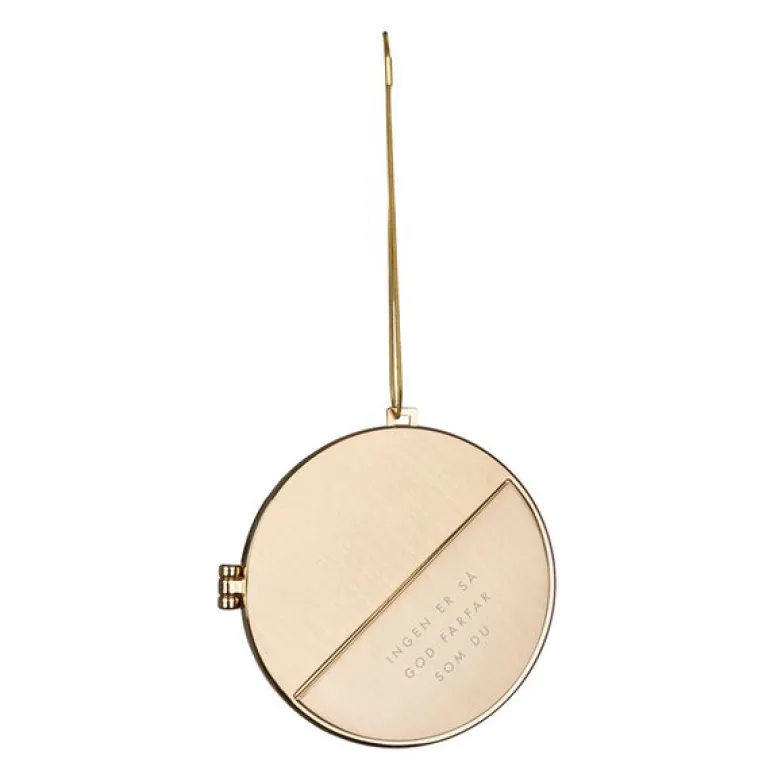 Julepynt medaljong m/fotoramme 7x7 cm farfar gull