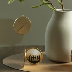 Julepynt medaljong m/fotoramme 7x7 cm farfar gull