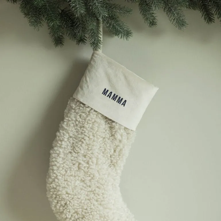 Julesokk teddy 35 cm MAMMA kremhvit