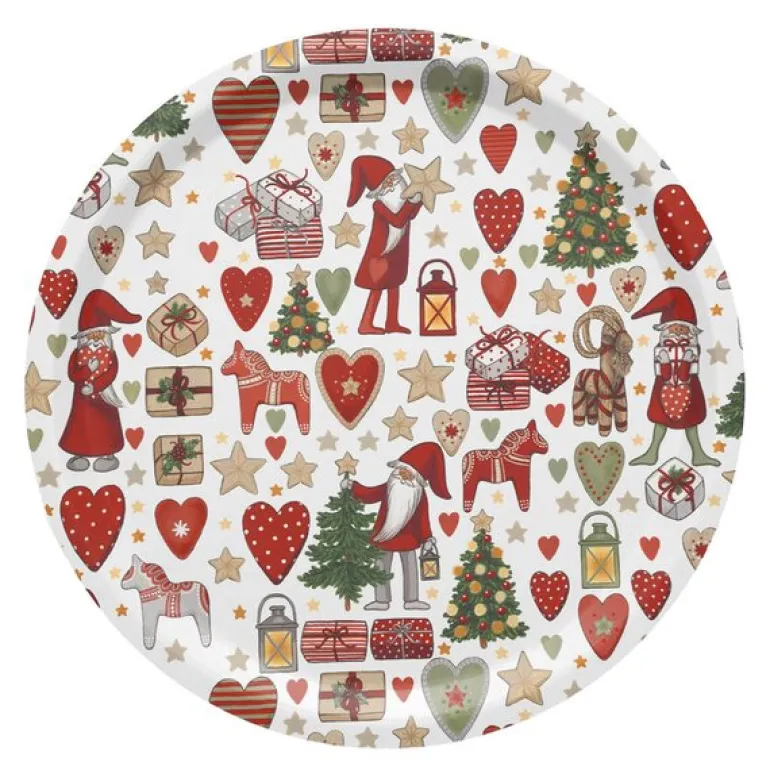 Julstök brett 31 cm rød