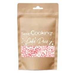 Kakestrø små kuler 55 g rosa/hvit