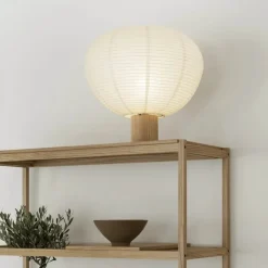 Kami bordlampe 46 cm rispapir/eik