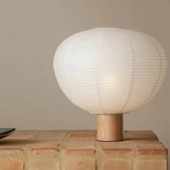 Kami bordlampe 46 cm rispapir/eik