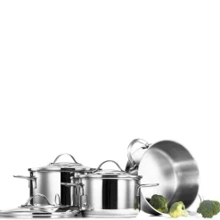 Kitchen Essentials grytesett 3 deler 1,8/2,8/3,5L med lokk blank