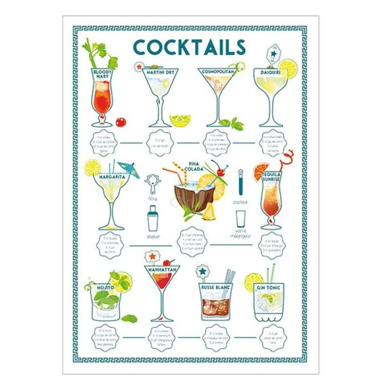 Kjøkkenhåndkle 50x72 cm Cocktails