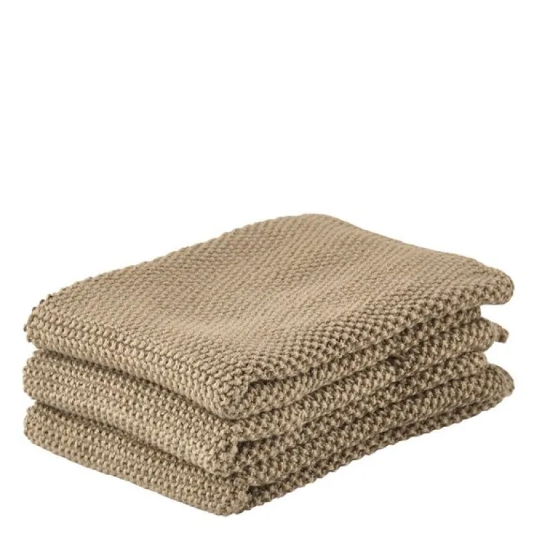 Kjøkkenklut bomull 27x27 cm 3 stk khaki