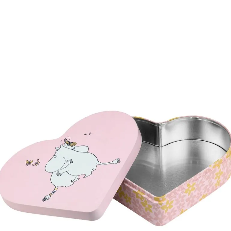 Klem metallboks hjerteform 18x14,5 cm rosa