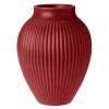 Knabstrup vase 20 cm ripple soft cherry red