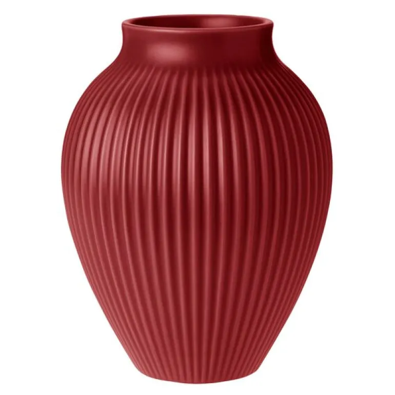 Knabstrup vase 20 cm ripple soft cherry red
