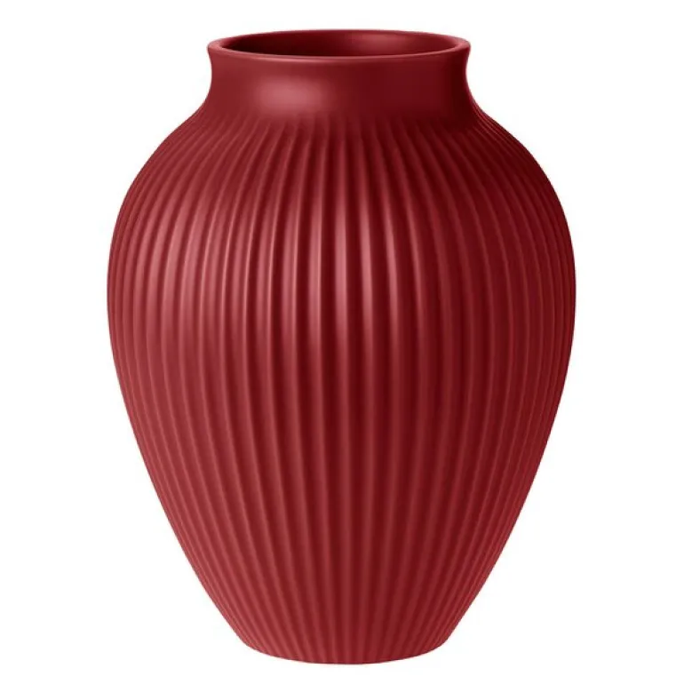 Knabstrup vase 27 cm ripple soft cherry red