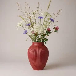 Knabstrup vase 27 cm ripple soft cherry red