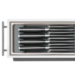 Knivblokk til skuffer 42x14x6 cm hvit/grå