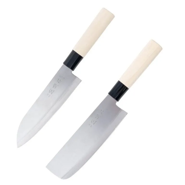 Knivsett 2 deler stål/poppeltre
