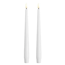 Kronelys LED 2,3x25 cm 2 stk silk hvit