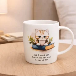 Krus 40 cl All I need is Books, Cat, Coffee