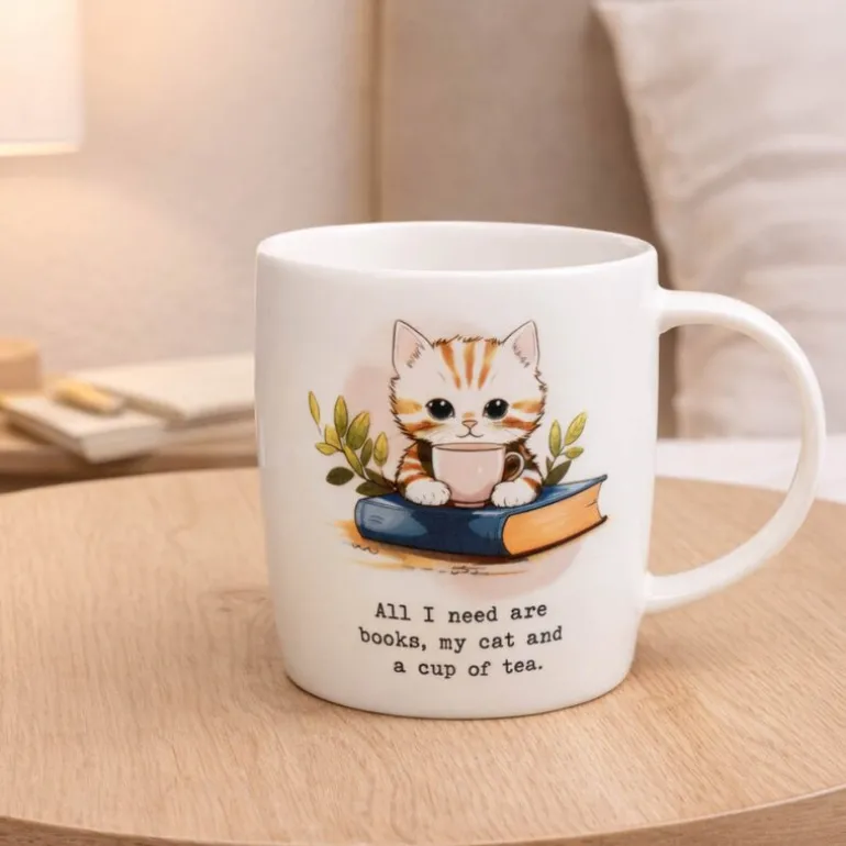 Krus 40 cl All I need is Books, Cat, Coffee