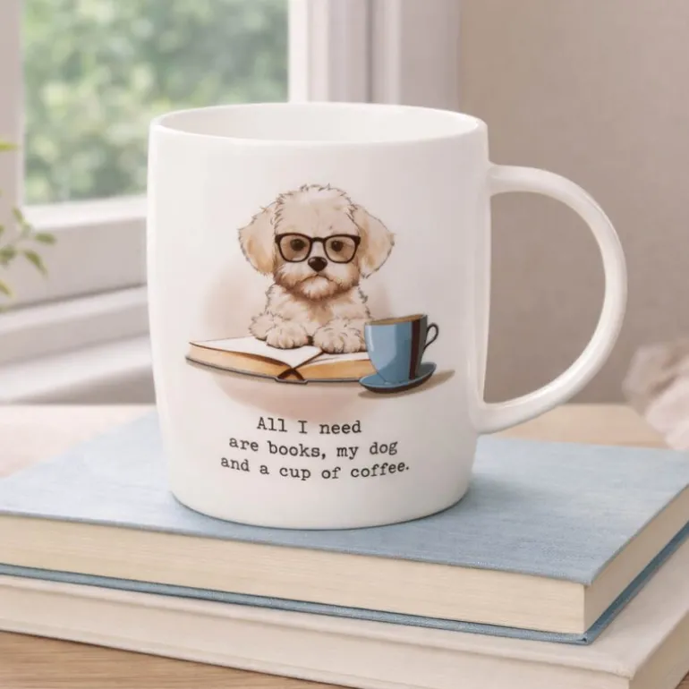Krus 40 cl All I need is Books, Dog, Coffee