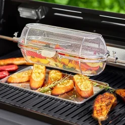 Kurv til rotisserie i rustfritt stål 43x15 cm