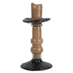 Lara lysestake 22 cm beige/svart