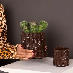 Laranne lyslykt m 16 cm brun