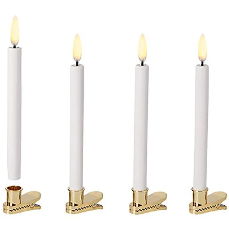 LED juletrelys m/holder 14x1,3 cm 4 stk nordic white