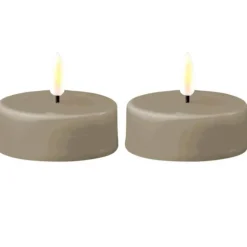 LED Jumbo telys 2 stk 6,1x4,5 cm sand