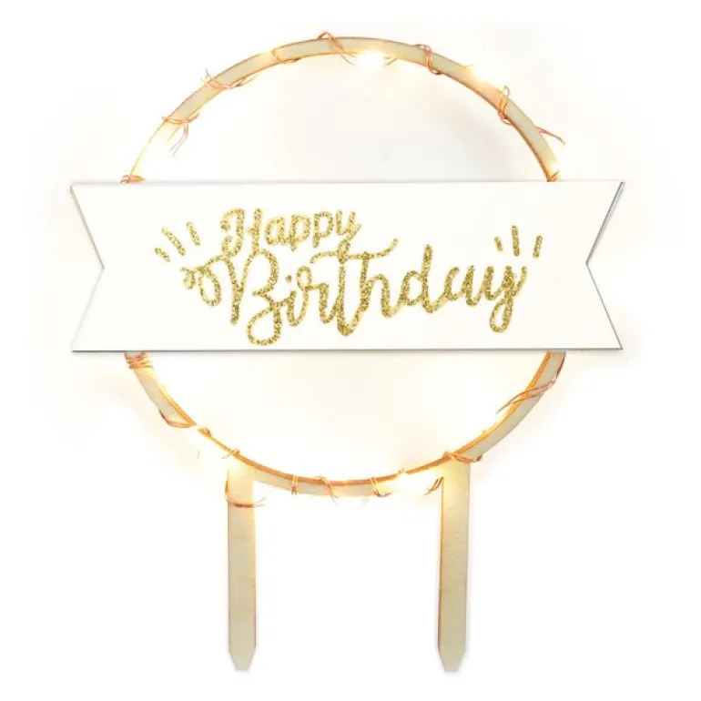 LED kaketopp Happy Birthday tre