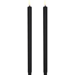LED kronelys 25 cm 2 stk svart