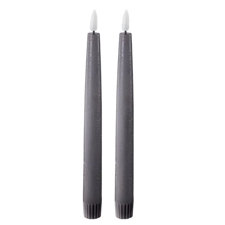 LED kronelys 2,2x22 cm 2 stk dark gray