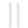 LED kronelys 15,5x2,3 cm 2 stk hvit