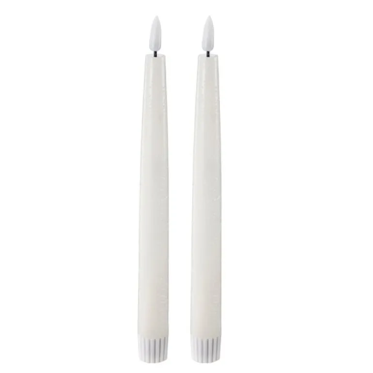 LED kronelys 2,2x22 cm 2 stk ivory