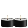 LED metallic telys for inne-og utendørs 8x4,3 cm 2 stk matt svart